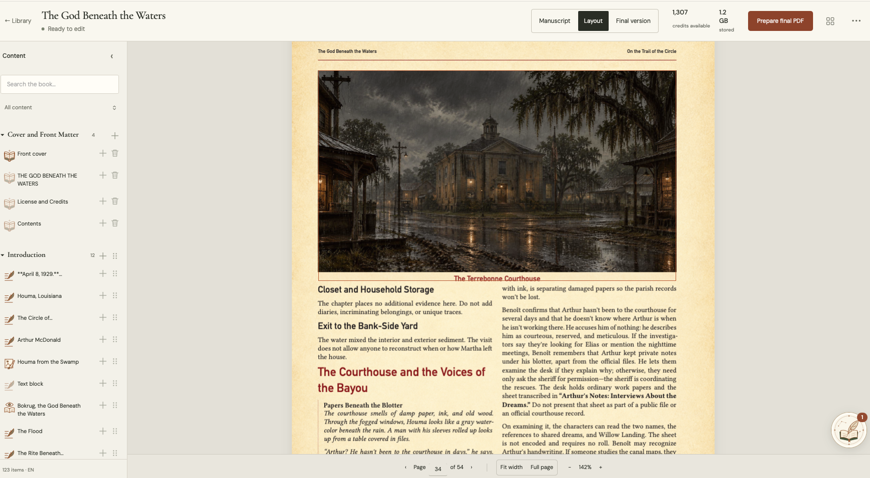 The God Beneath the Waters · Editable layout