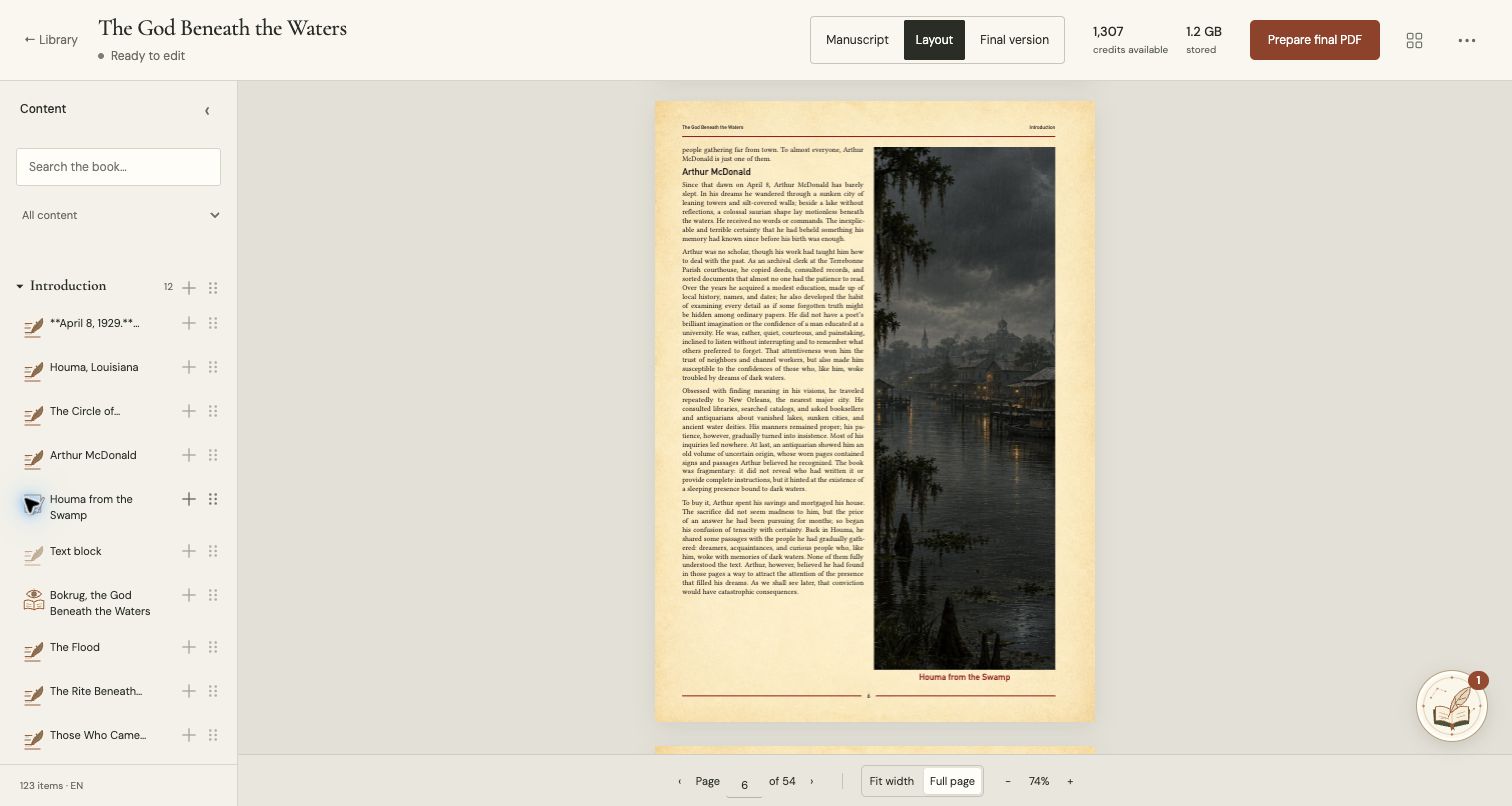 The God Beneath the Waters · Layout