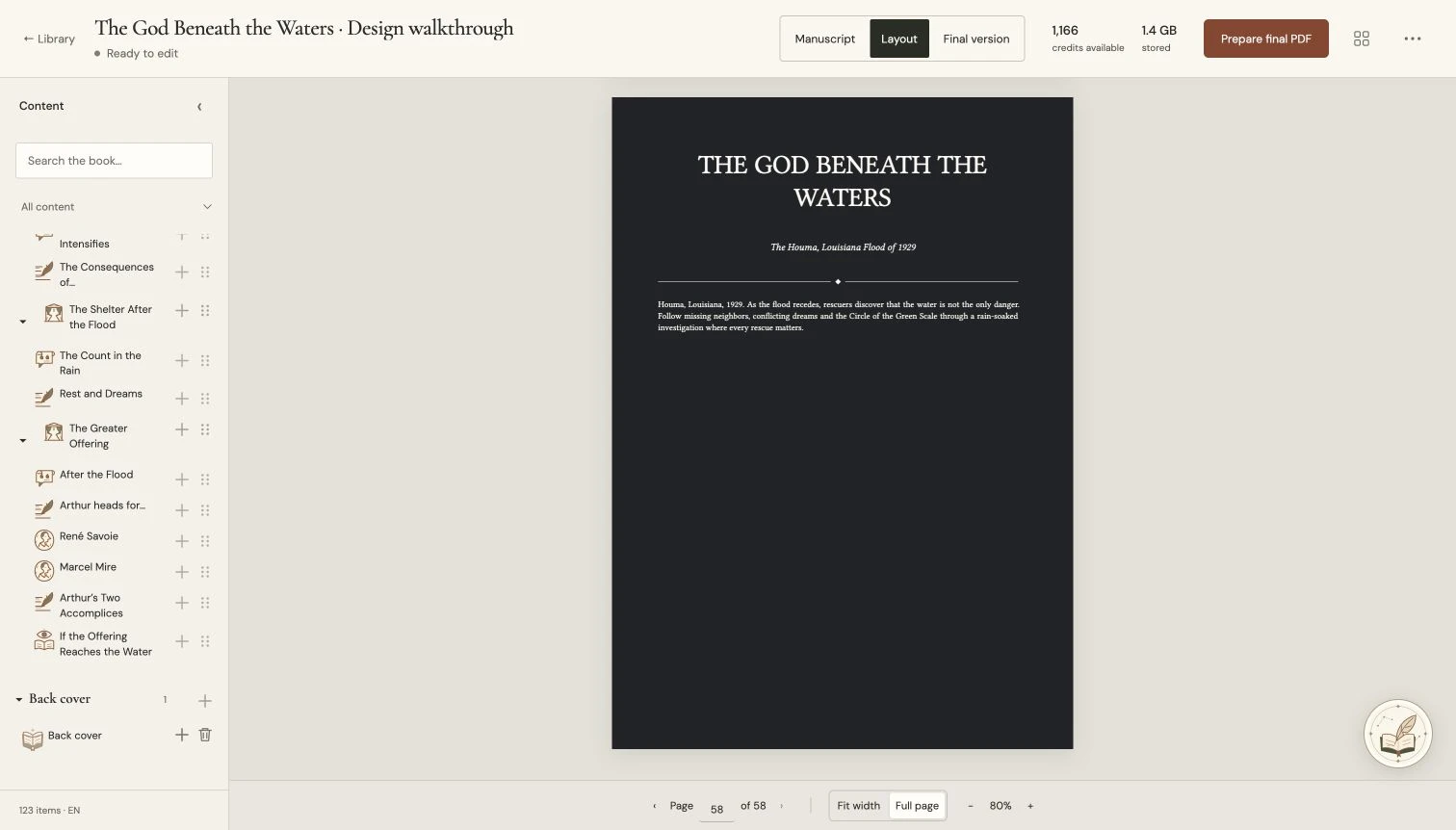 Finish the front and back covers · 04 / 04