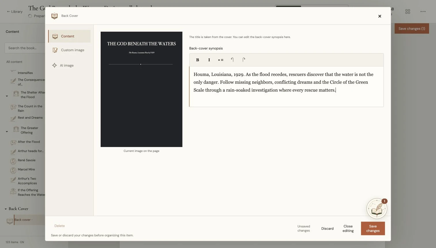 Finish the front and back covers · 03 / 04