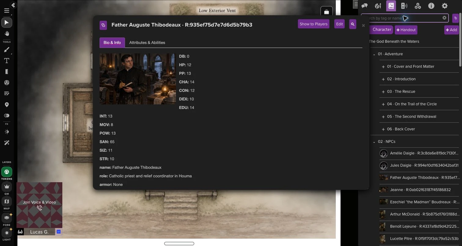 Roll20 · Characters · 03 / 03